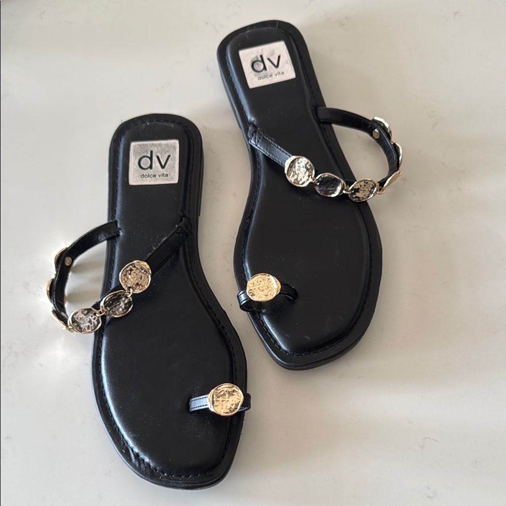 DV by Dolce Vita Gold and Black Sandals